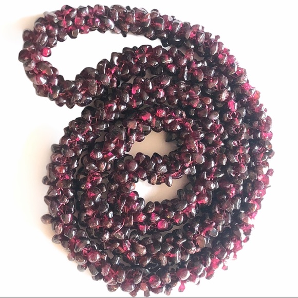 Vintage Woven Garnet Bead Necklace EUC - Picture 6 of 6